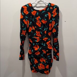 Zara Black Dress with Orange Floral Print